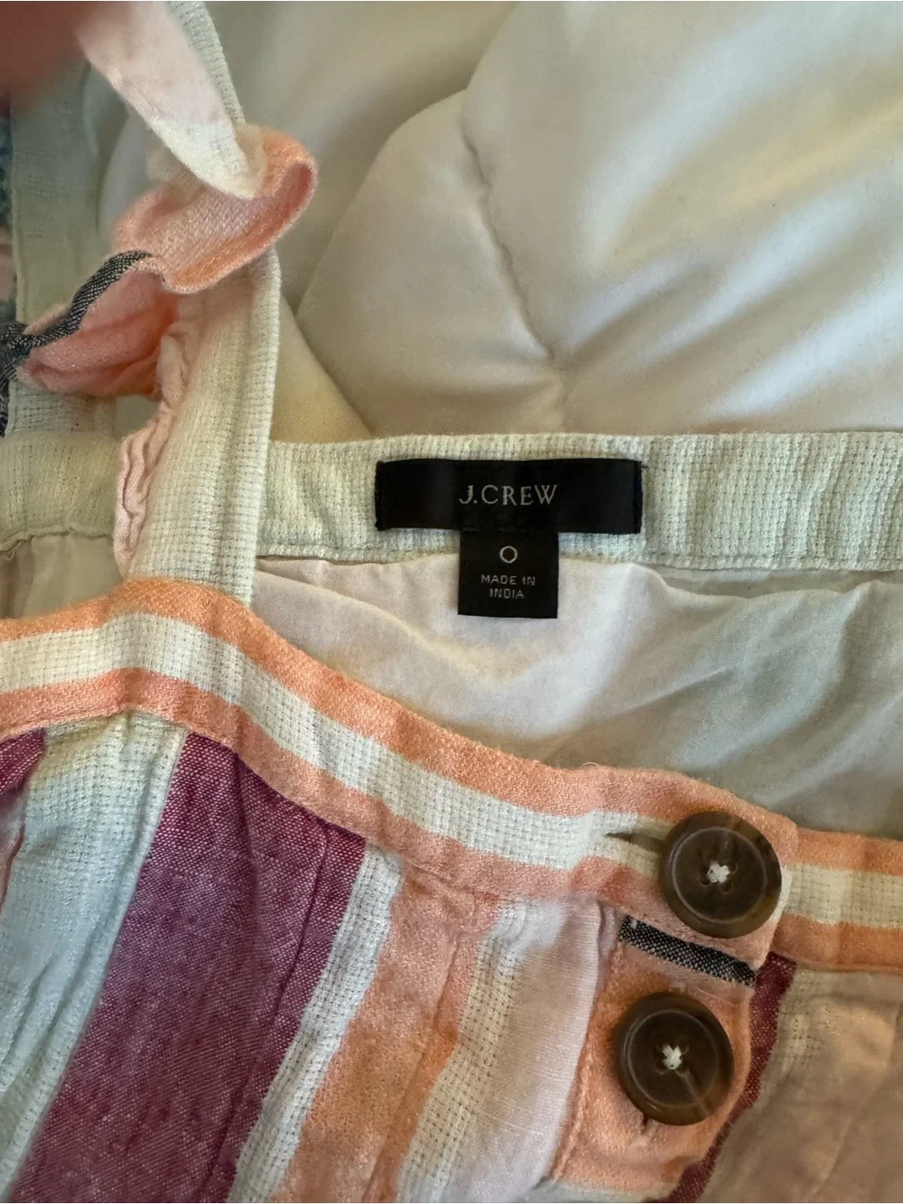 J. Crew Vertical Stripe Linen-Blend Shorts in Pink, Peach & White